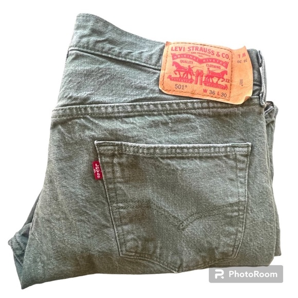 Levis 501 White Oak Cone Buttonfly Jeans in Sea foam Green - Picture 3 of 6